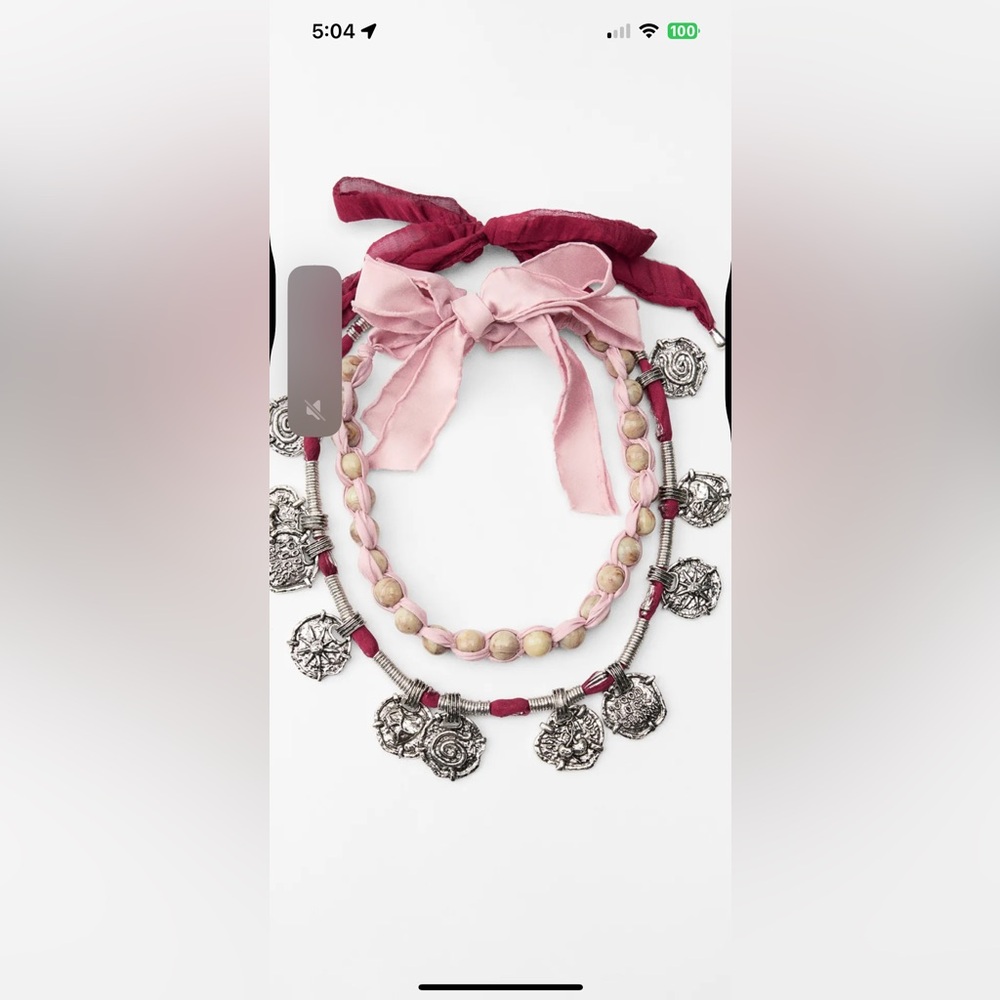 Zara two pack of fabric pieces necklaces